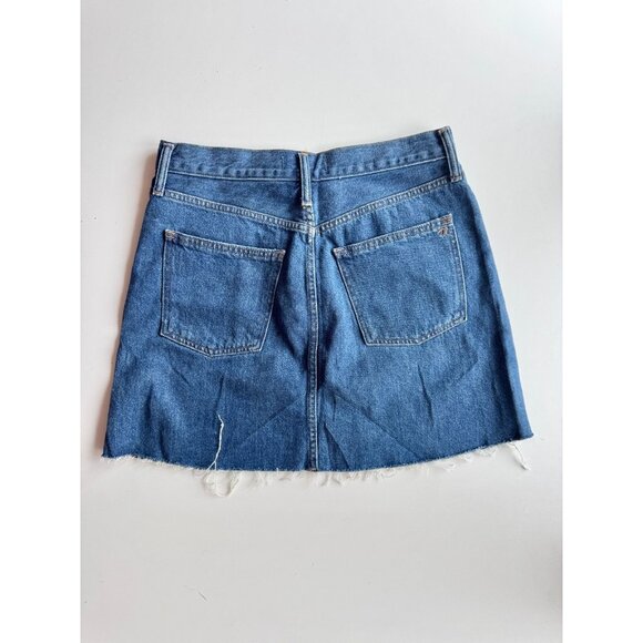 MADEWELL Medium Blue Rinse 100% Cotton Rigid Denim A-Line Skirt, Size 28 - Picture 8 of 16